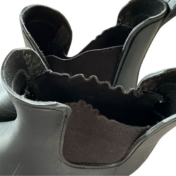 J Crew Womens Black Rubber Rain Ankle Boots Size 8 - Picture 3 of 9